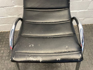 Black Pleather Dining Chair (Slight Peeling) - PRICE DROP