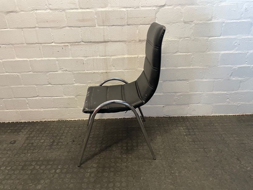 Black Pleather Dining Chair (Slight Peeling) PRICE DROP