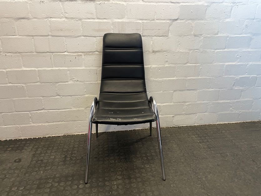 Black Pleather Dining Chair (Slight Peeling) PRICE DROP