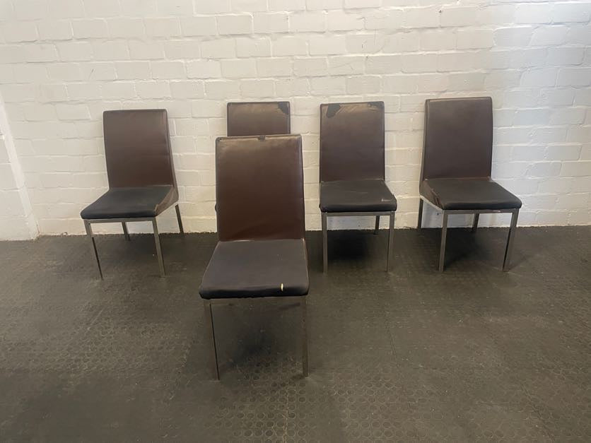 Brown Steel Framed Chair (Material Peeling) - PRICE DROP