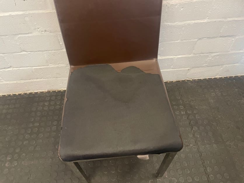 Brown Steel Framed Chair (Material Peeling) - PRICE DROP