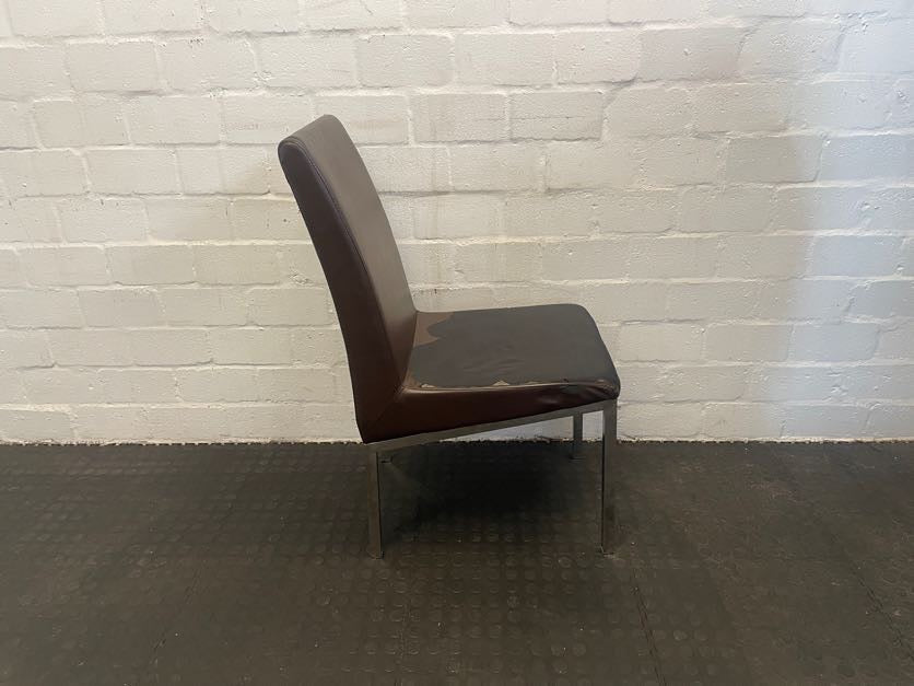 Brown Steel Framed Chair (Material Peeling) - PRICE DROP