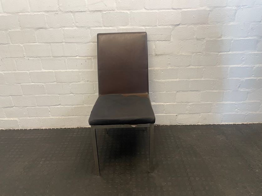 Brown Steel Framed Chair (Material Peeling) - PRICE DROP