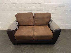 Brown & Suede 2 Seater Couch (Arms Peeling)