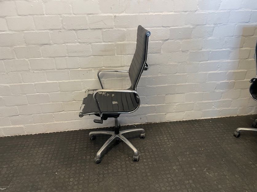 Patterned Black Executive Office Chair (Torn Seat) - REDUCED