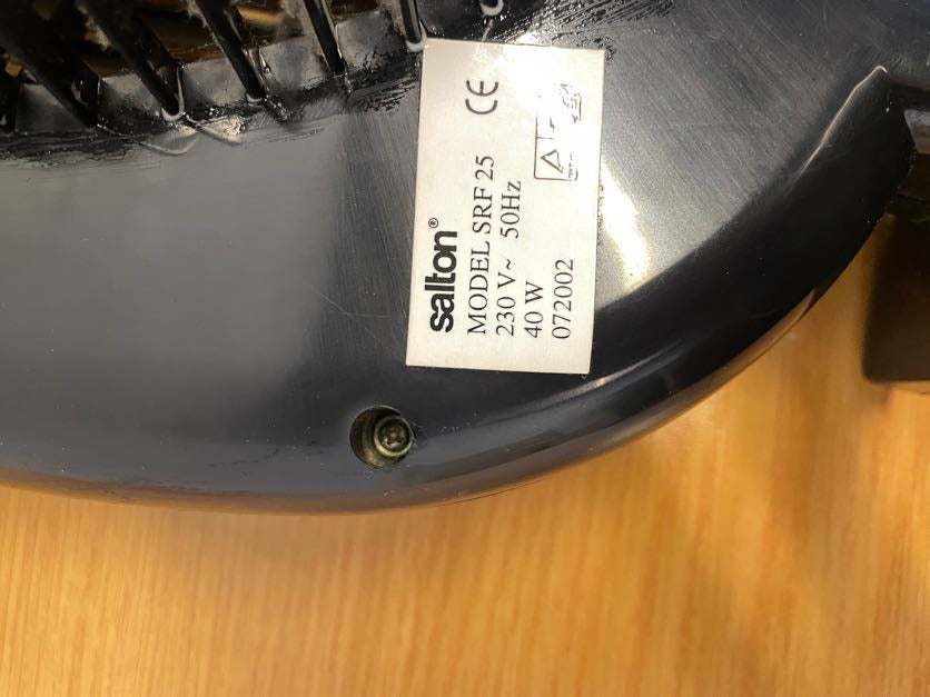 Black Salton Desk Fan (Timer Not Working)