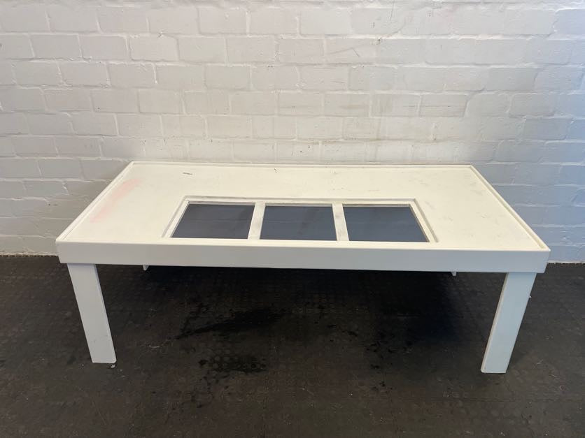White Coffee Table with 3 Holes - PRICE DROP - 2ndhandwarehouse.com