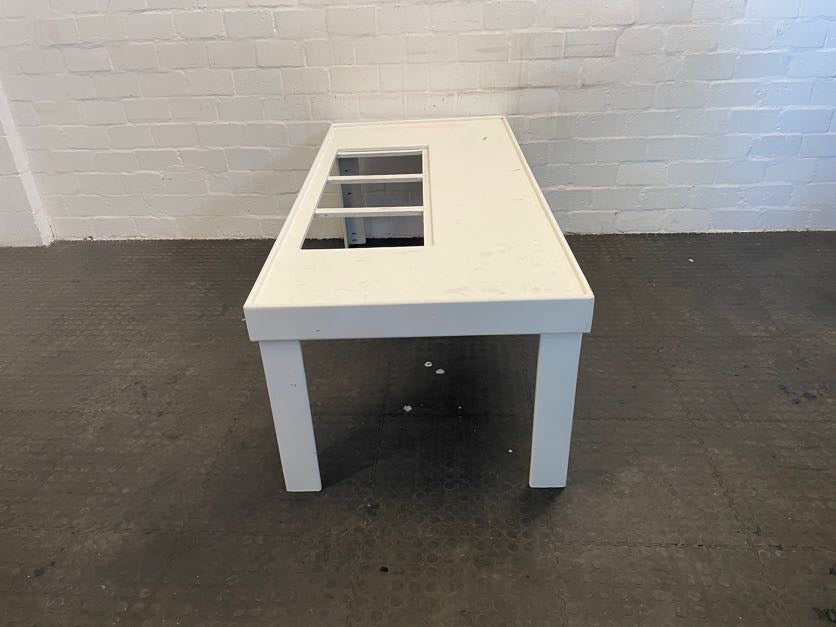 White Coffee Table with 3 Holes - PRICE DROP - 2ndhandwarehouse.com